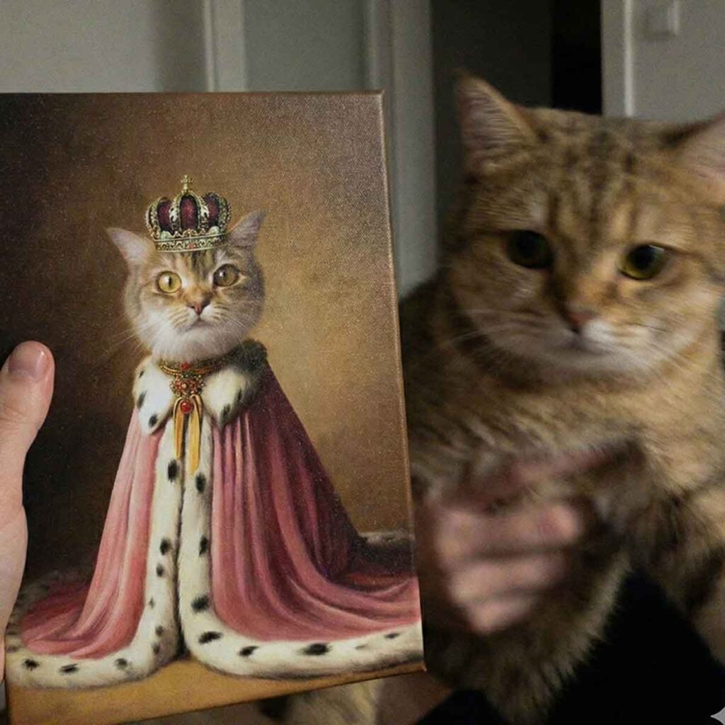 rózsaszín palástos uralkodó portré vakrámázott vászonkép